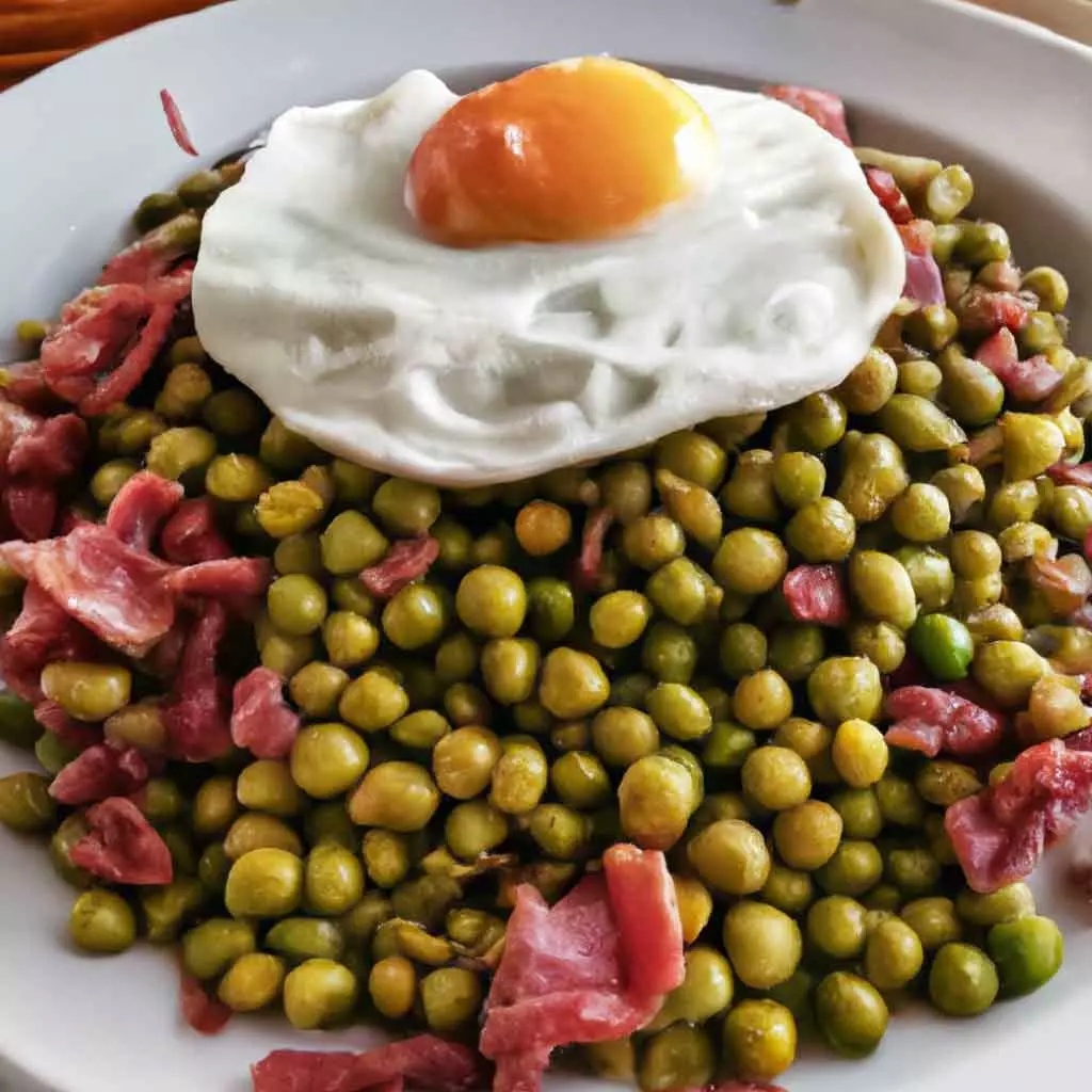 receta guisantes con jamón y huevo